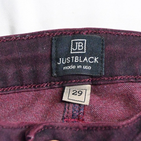 Just Black 29 Mid Rise Skinny Dark Red Purple Destroyed Stretch Denim Jeans - Picture 3 of 5